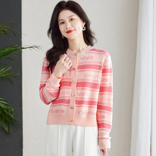 气质优雅，温柔风条纹针织衫HR-MLLJS6691 商品图1