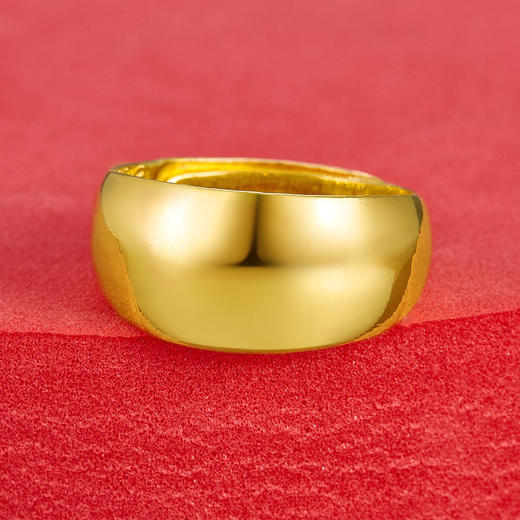 【限时克减150元】足金999.9 实心内福光面活口光圈戒光圈蛇肚戒（最宽处约10mm）(JZ00674-03)（预售产品下单后不退款不退货不换货不补差价） 商品图1
