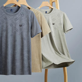 【新款DDY】大依优型大码男装镂空短袖T恤圆领加肥加大透气吸汗夏季上衣半袖t恤夏装