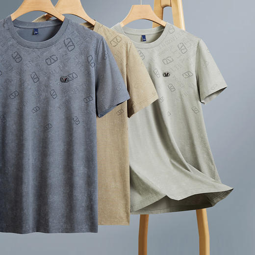 【新款DDY】大依优型大码男装镂空短袖T恤圆领加肥加大透气吸汗夏季上衣半袖t恤夏装 商品图0