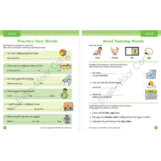 Evan-Moor Smart Start Sight Words Grade PreK-1 聪慧启蒙系列 高频词3册套装 美国加州教辅 商品图4