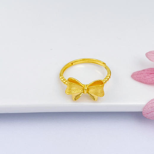 【限时克减150元】足金999 (足金999字印)5G黄金蝴蝶结活口女戒(5GJZ00517)预售产品下单后不退款不退货不换货不补差价 商品图0