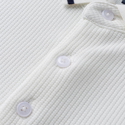 【华夫格】罗蒙男士含桑蚕丝polo衫春秋男长袖t恤男撞色领男士polo衫 商品图6