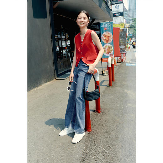 【严选】诗凡黎春精致金属扣装饰马甲SF3410161 商品图1