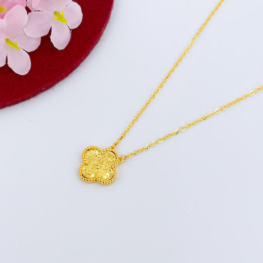 【限时克减128元】足金999.9 #碎碎冰 #小红书 【精品】调节双层碎碎冰四叶草套链（面宽约13mm）(AEWZTL00092-1)（预售产品下单后不退款不退货不换货不补差价 商品图1