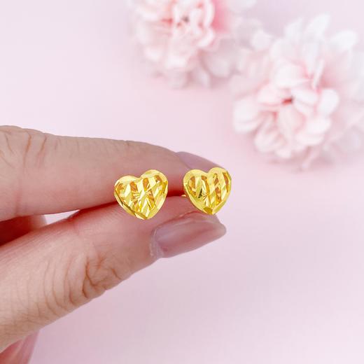 【限时克减150元】足金999.99 五9黄金镂空心形影底耳钉(ACES00134)（预售产品下单后不退款不退货不换货不补差价（预售产品下单后不退款不退货不换货不补差价 商品图2