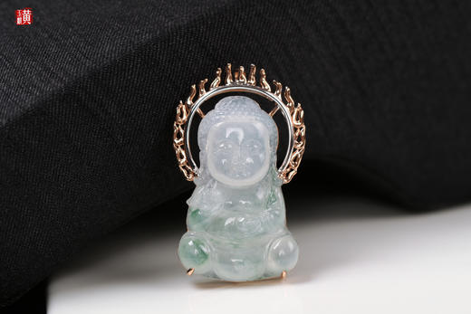 天然翡翠【宝宝佛】吊坠 镶嵌：18K金镶 商品图3