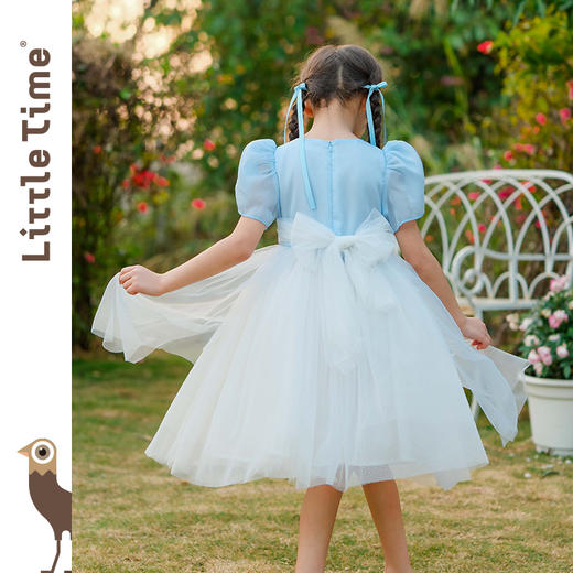 littletime女童连衣裙2024春夏新款短袖中大儿童洋气泡泡袖公主裙 商品图3