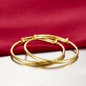 【限时克减128元】足金999.9 #儿童/宝宝 黄金光面空心大肚推拉童镯（对）(TZ00001-03)（预售产品下单后不退款不退货不换货不补差价）