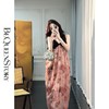 余潇潇【晕染牡丹】优雅气质撞色提花印花钉珠复古连衣裙 商品缩略图4