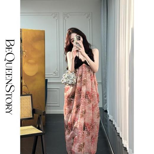 余潇潇【晕染牡丹】优雅气质撞色提花印花钉珠复古连衣裙 商品图4