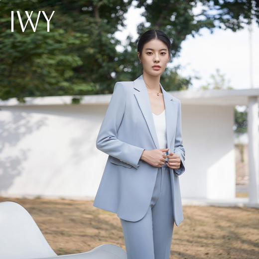 IWY/蓝色西装套装宽松版休闲西服外套百搭韩版炸街御姐风英伦风两件套C13519+P33519 商品图0
