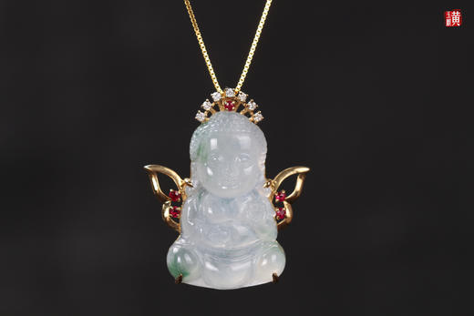 天然翡翠【宝宝佛】吊坠 镶嵌：18K金镶 商品图1