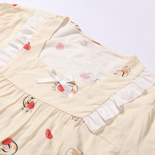 都市丽人生活家居春夏睡衣女梭织人棉家居服薄款短袖短裤女士梭织棉套装LH42B7 商品图3