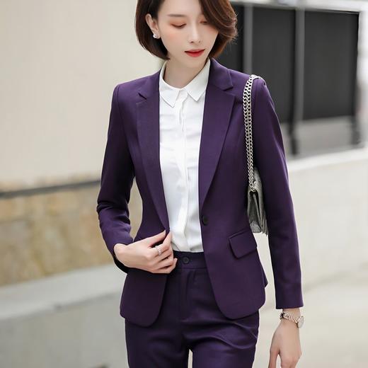 TZW-干练气质紫色西装套装女春秋新款高端通勤西服工作服 商品图0