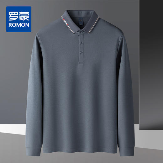 罗蒙男士polo衫男t恤长袖上衣春秋休闲百搭长袖t恤男打底衫 商品图3