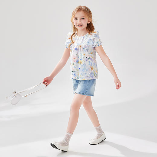 笛莎Deesha 童装女童短裤2024夏季新款甜美牛仔短裤  商品图4