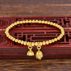 【限时克减150元】足金999 #两世欢 #古法两世欢圆珠（圆珠约4-4.5mm）手串(周长约16.5-17.5cm)(YGFSC00011-2)补差价）预售产品下单后不退款不退货不换货不补差价