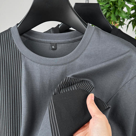 【丝光棉】【新款DPF】大依优型大码短袖T恤圆领加肥加大男装大号大码上衣男士休闲半袖夏季 商品图2