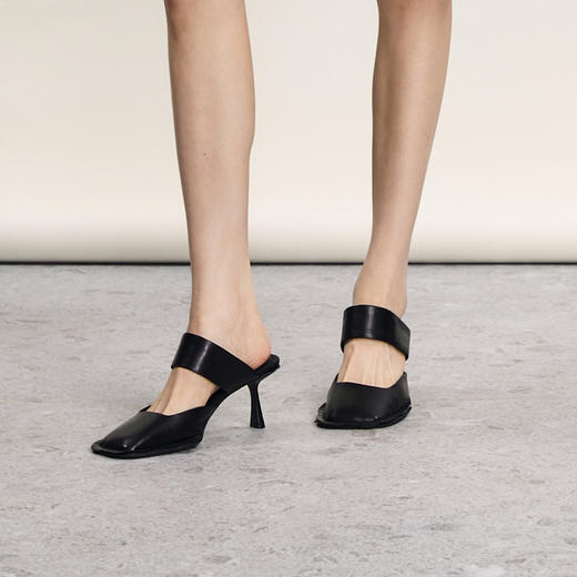 谜底高跟鞋女2024年夏季新品优雅气质半包方型鞋头凉鞋242MX0908 商品图1