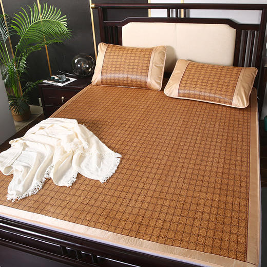 【品牌直发】夏季【双面藤席 床上用品 空调可折叠】天然冰丝 驱蚊艾草凉席子三件套 中老年学生宿舍家用 商品图5