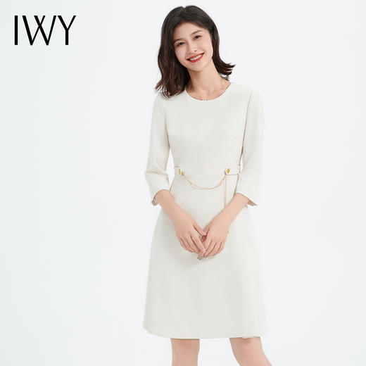 IWY/新款白色连衣裙修身设计感高级感春夏通勤法式优雅职业裙Q13304 商品图4