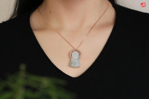 天然翡翠【宝宝佛】吊坠 镶嵌：18K金镶 商品图5