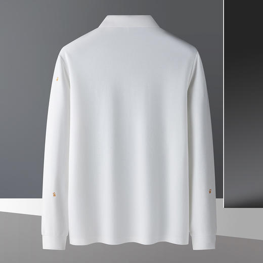 罗蒙男士小熊绣花polo衫男长袖t恤男双面加厚男士polo衫打底衫男 商品图6