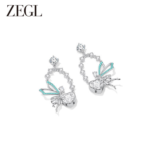 ZEGL设计师精灵之舞系列爱心蝴蝶耳环女2024新款耳钉925银针耳饰 商品图4