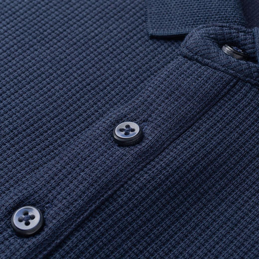 【华夫格含桑蚕丝】罗蒙男士春秋加厚polo衫男长袖t恤男舒适男polo衫 商品图7