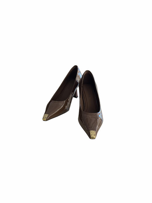 SAFICOO 漆皮咖啡色 方头高跟浅口法式高跟鞋 商品图3