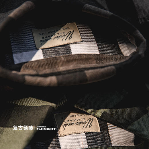 工装优选 美式复古360g重磅厚实格子夹克秋季格纹硬汉衬衫外套 商品图3