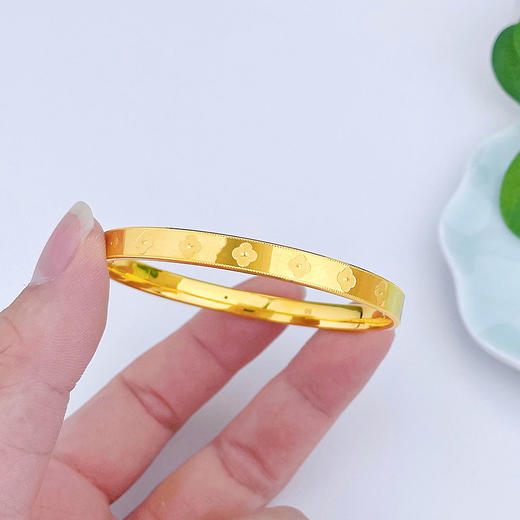 【限时克减150元】足金 【精品】3D硬金空心CNC光面固口四叶草万花筒手镯（面宽约5.9-6.3mm）(AR3DSZ00007)（下单后不退款不退货不补差价） 商品图2