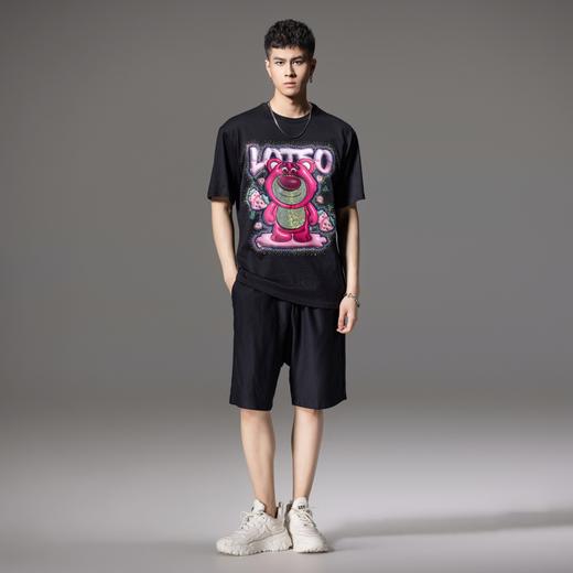 PINLI品立夏季新款卡通烫钻短袖T恤男士时尚潮牌印花休闲上衣BG242111041 商品图4