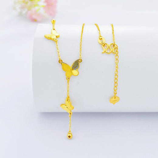 【限时克减150元】足金999 #九紫离火 (足金999字印)5G黄金调节车花蝴蝶流苏套链(5GTL01455)（预售产品下单后不退款不退货不换货不补差价） 商品图0