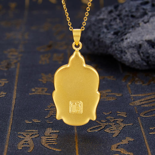 【限时克减150元】足金999 古法空心福字佛头吊坠（不含链）(YGFDZ00250-2)（预售产品下单后不退款不退货不换货不补差价）（预售产品下单后不退款不退货不换货不补差价） 商品图1