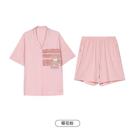 都市丽人亲情蜜语舒适外出春夏睡衣女32支CVC单面家居服薄款短袖短裤女士棉质套装LH40A8 商品图11