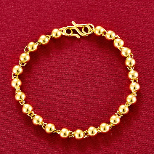【限时克减150元】足金999.9 黄金纯光珠链(珠6.2-6.6mm)纯圆珠链手链佛珠手链(SL00001-10)（预售产品下单后不退款不退货不换货不补差价） 商品图0