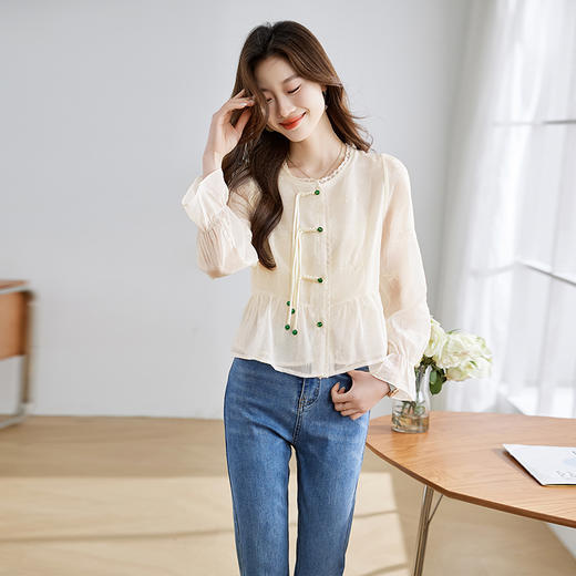 优雅新中式，蕾丝花边显瘦衬衣HR-CPYY8029 商品图4