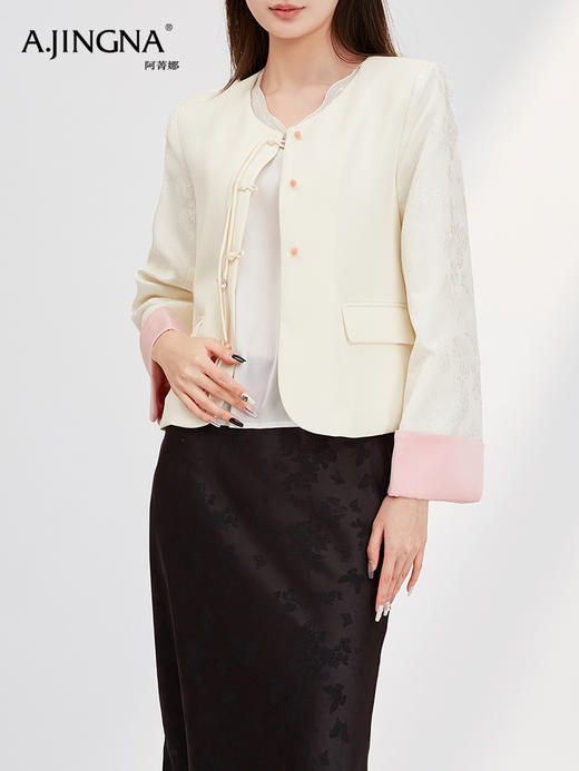 【积分兑换】阿菁娜东方气质新中式优雅盘扣短外套F29C207003 商品图1