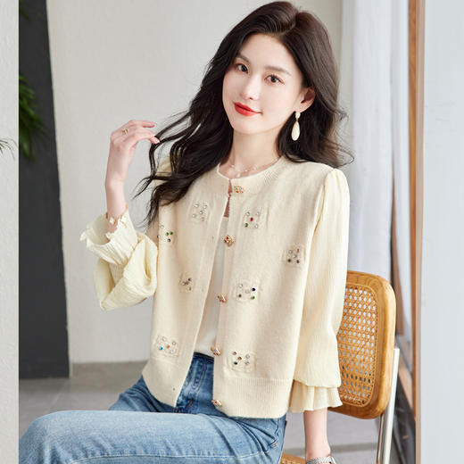 拼接假两件，小香风针织外套HR-MLLJ6690-2 商品图4