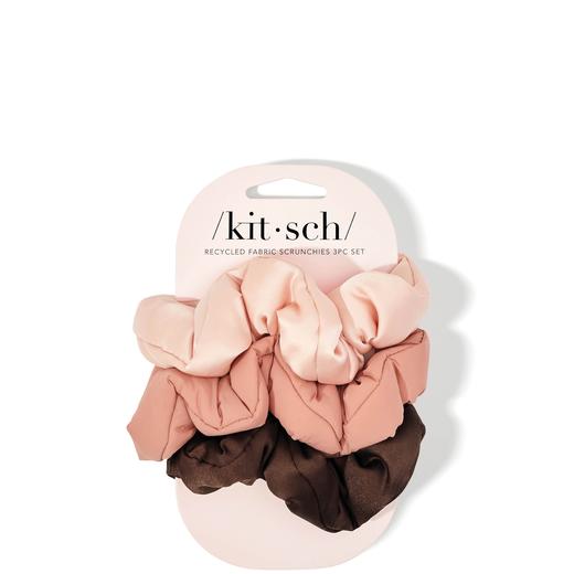 Kitsch Recycled Fabric Puffy Scrunchies 3 Piece Set - Rosewood 商品图0