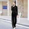 雀说 女春秋金丝绒显瘦时尚开衫立领卫衣阔腿裤两件套潮休闲运动服金丝绒套装66541 商品缩略图4