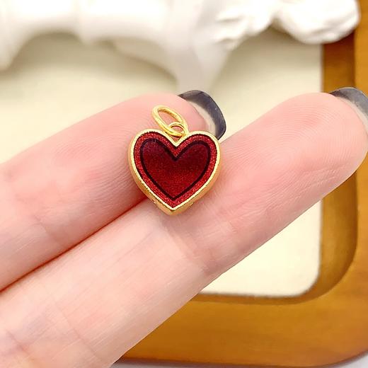 【限时克减150元】足金 古法高温烧蓝高温珐琅心形空心双面爱心吊坠心形吊坠挂件(AKGFDZ00002)（预售产品下单后不退款不退货不换货不补差价）（预售产品下单后不退款不退货不换货不补差价） 商品图3