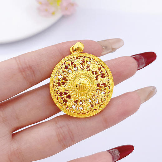 【限时克减150元】足金999.9 #八宝罗盘 #小红书 【精品】镂空八宝罗盘吊坠（面宽约30mm）(AWDZ00026-2)（预售产品下单后不退款不退货不换货不补差价） 商品图3