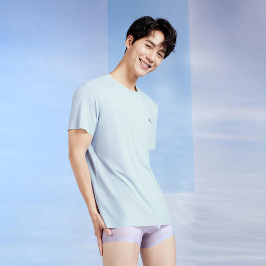 柒牌男士短袖T恤2024夏季凉感抗菌透气亲肤高弹罗纹打底薄款内衣	126F70060 商品图2