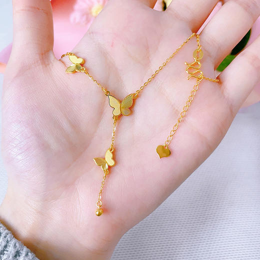 【限时克减150元】足金999 #九紫离火 (足金999字印)5G黄金调节车花蝴蝶流苏套链(5GTL01455)（预售产品下单后不退款不退货不换货不补差价） 商品图2