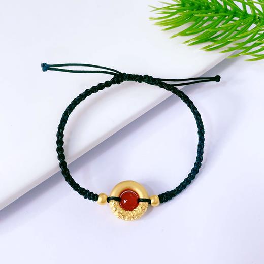 【限时7.5折】【定价黄金】足金 #热卖 #悟空 3D硬金红玛瑙相思豆祥云悟空金箍棒平安扣双珠黑色调节成品手串(AJ3DSC00200)（预售产品下单后不退款不退货不换货不补差价） 商品图1
