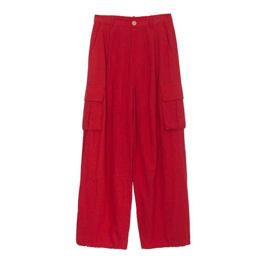 谜底工装休闲裤女2024夏季新品时尚百搭宽松亲肤阔腿裤242MK0625 商品图4