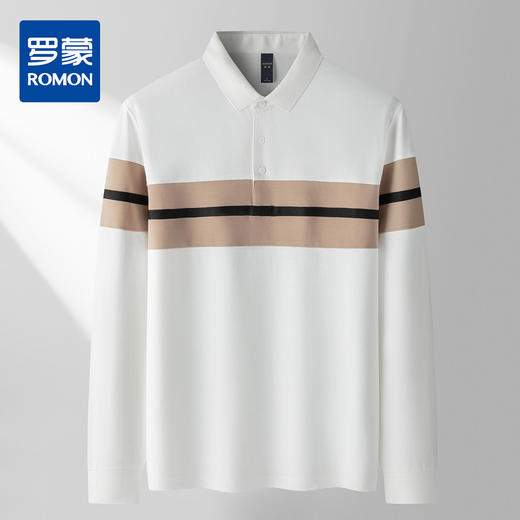 【色织撞色条】罗蒙男士春秋经典polo衫男长袖百搭长袖t恤男士polo衫 商品图2